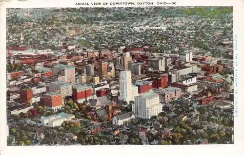 US Luftaufnahme von Downtown Dayton Ohio Vintage Postkarte