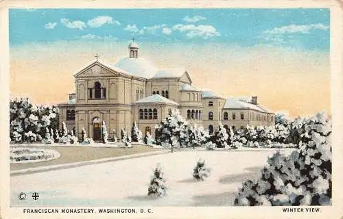 US District of Columbia Washington Franziskanerkloster Winter Vintage Postkarte