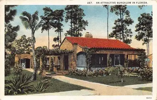 USA 1934 Ein attraktiver Bungalow in Florida Vintage Postkarte