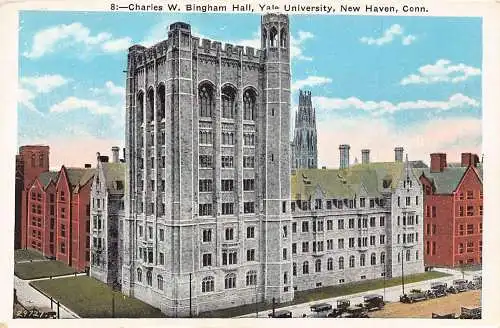 US Connecticut New Haven Yale University Bingham Hall Charles Vintage Postkarte