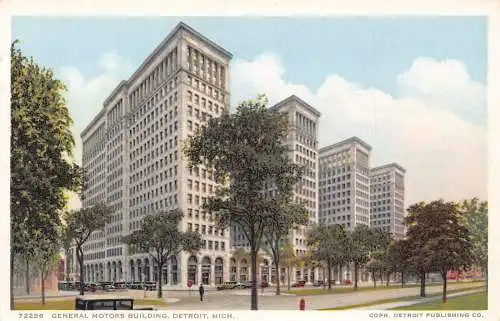 US General Motors Gebäude Detroit Michigan Vintage Postkarte