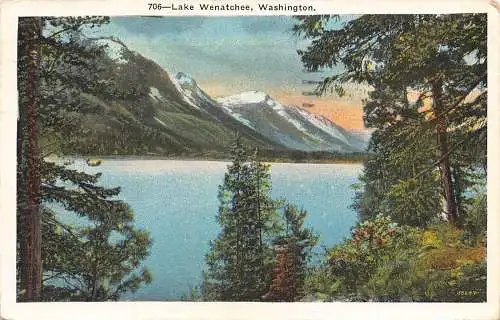 US Washington Lake Wenatchee Vintage Postkarte