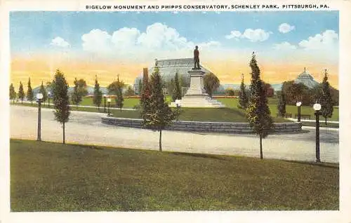 US Pennsylvania Pittsburgh Bigelow Monument Phipps Conservatory Vintage Postkarte