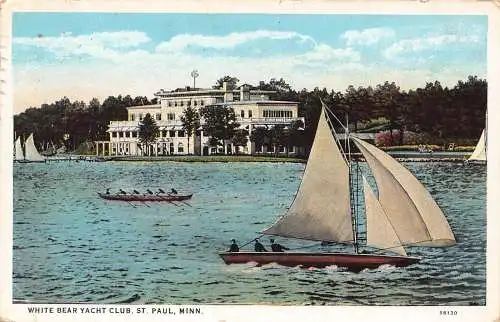 USA 1930 White Bear Yeacht Club St Paul Minnesota Boot Vintage Postkarte