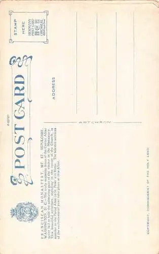 US Franciscan Monastery Washington DC Central Altar Vintage Postcard