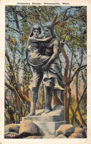 USA 1929 Minneapolis Minnesota Hiawatha Statue Postkarte