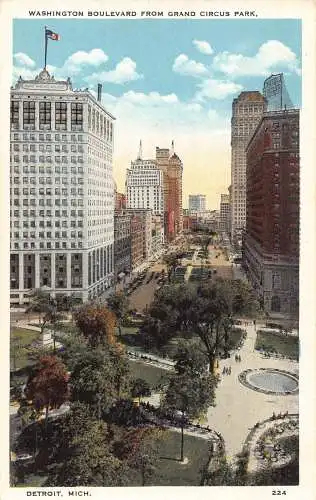US Washington Boulevard vom Grand Circus Park Detroit Michigan Postkarte