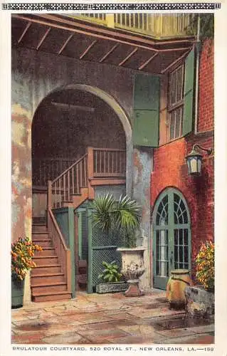 US Louisiana New Orleans Brulatour Courtyard Vintage Postkarte