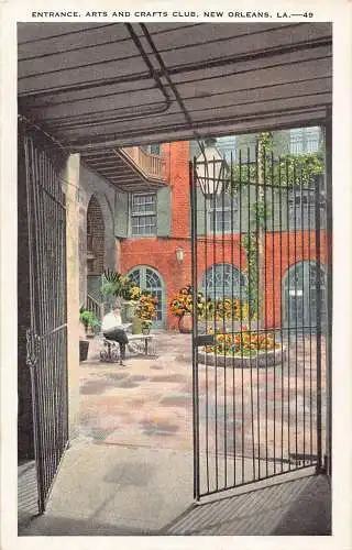 US Louisiana New Orleans Eingang Arts and Crafts Club Vintage Postkarte