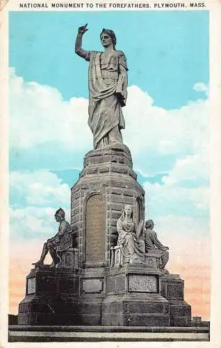 US Massachusetts National Monument to the Forefathers Plymouth Vintage Postkarte