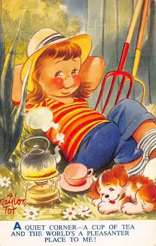 Bamforth Farmer Girl Hund Teekanne Quite Corner World's Pleasanter to Me! Postkarte