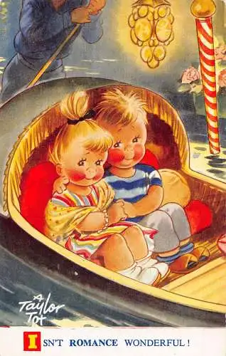 Postkarte Bamforth Isn't Romance Wunderbares Paar Kinder in Gondelboot