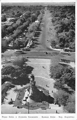 B034 Argentinien Buenos Aires Plaza Italia y Avenida Sarmiento Vintage Postkarte
