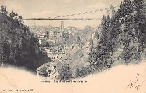 Schweiz 1903 Fribourg Vallee et Pont du Gotteron Brücke Postkarte