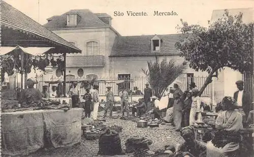 B034 Kapverde Sao Vicente Mercado Markt Ureinwohner Ethno Postkarte
