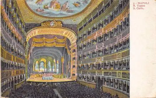 Italien Napoli Neapel R Teatro S Carlo Theater Interieur Vintage Postkarte