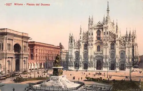 Italien Milano Mailand Piazza del Duomo Kathedrale Vintage Postkarte