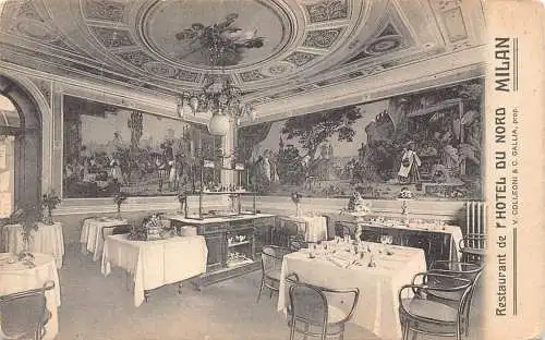 Italien Restaurant de Hotel du Nord Milano Mailand Vintage Postkarte