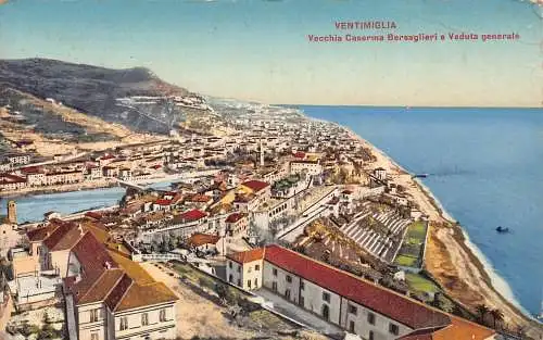 Italien 1928 Ventimiglia Vecchia Caserma Bersaglieri Kaserne Vintage Postkarte