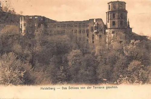 Deutschland 1905 Heidelberger Schloss Blick von Terrasse Vintage Postkarte