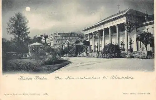 Deutschland 1899 Baden-Baden Konversationshaus Moonlight Vintage Postkarte