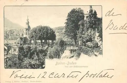 Deutschland 1899 Baden-Baden ab Schlossterrasse alte Postkarte