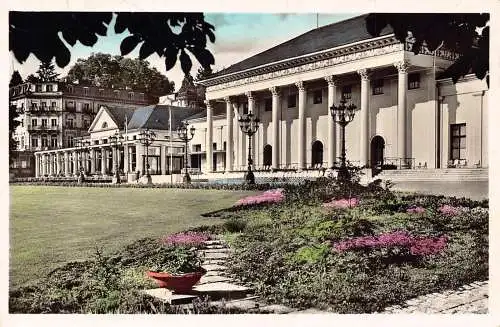 Deutschland 1953 Baden-Baden Kurhaus Garten RPPC Vintage Postkarte