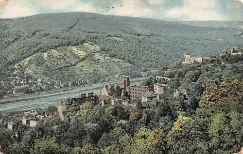 Deutschland Heidelberger Schloss Ansicht von Molkenkur Vintage Postkarte