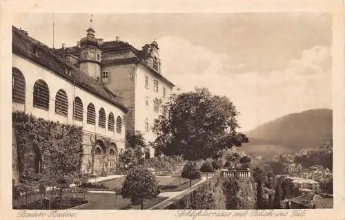 Deutschland Baden-Baden Schloss Terrasse Ansicht Tal Vintage Postkarte