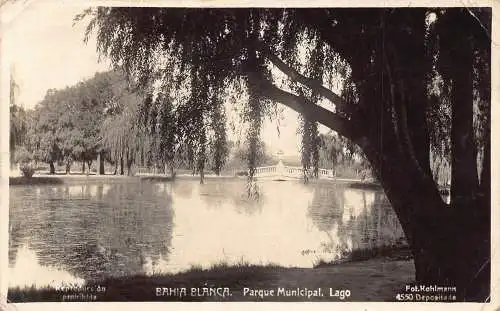 B035 Argentinien 1931 Bahia Blanca Parque Municipal Lago RPPC Vintage Postkarte