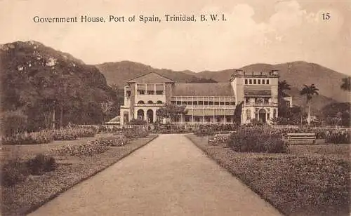 B035 Trinidad Government House Port of Spain Vintage Postkarte