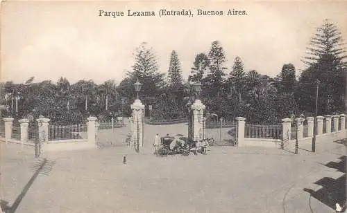 B035 Argentinien Parque Lezama Entrada Buenos Aires Park Vintage Postkarte