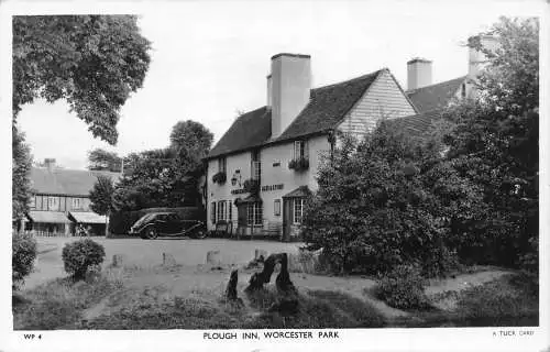 B036 England 1959 Worcester Park Plough Inn RPPC Vintage Postkarte
