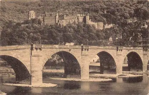 Deutschland 1910 Heidelberger Schloss Schloss und Alte Neckarbrückebrücke Postkarte