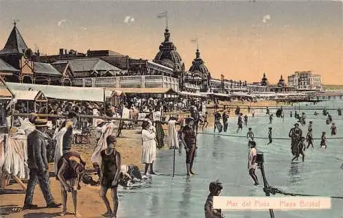 B037 Argentinien 1923 Playa Bristol Mar del Plata Beach Vintage Postkarte