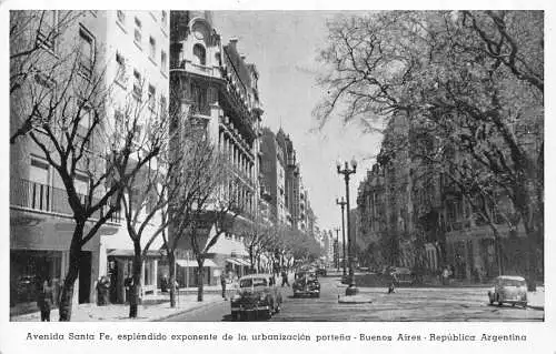 B037 Argentinien Buenos Aires Avenida Santa Fe Autos Oldtimer Postkarte