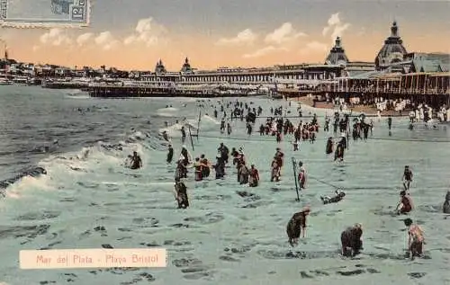 B037 Argentinien 1923 Mar del Plata Playa Bristol Vintage Postkarte