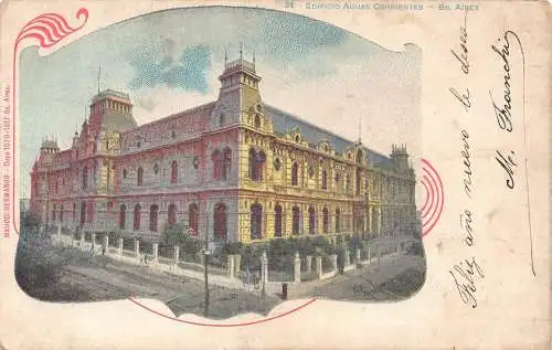B037 Argentinien Buenos Aires Edificio Aguas Corrientes Vintage Postkarte