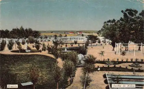 B037 Argentinien 1909 Rosario Jardin de Ninos Garten Vintage Postkarte