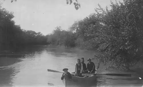 B036 Jordan River Arab Boatmen Natives Vintage Postkarte