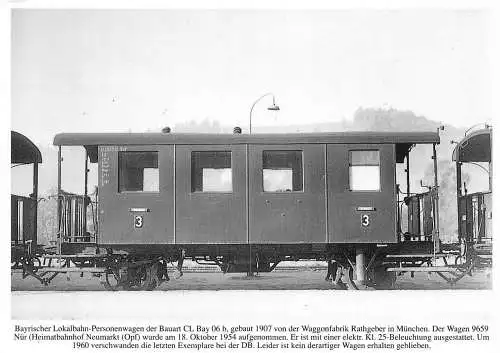 Zug Waggon Bayrischer Lokalbahn Personenwagen Bauart CL Bay 06 Postkarte