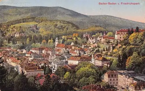 Deutschland 1919 Baden-Baden v Friedrichspark alte Postkarte