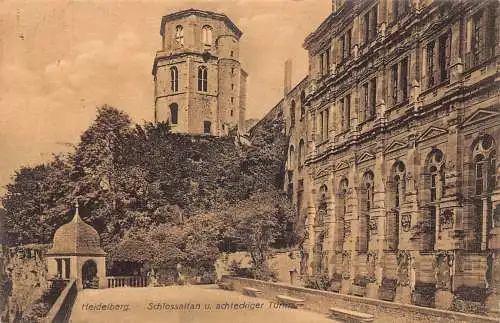 Deutschland 1909 Heidelberg Schlossaltan achteckiger Turm alte Postkarte