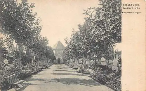 B038 Argentinien Buenos Aires Friedhof Ingles Vintage Postkarte