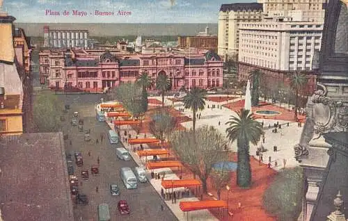 B038 Argentinien Buenos Aires Plaza de Mayo Platz Vintage Postkarte