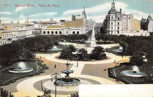 B038 Argentinien Buenos Aires Plaza de Mayo Platz Vintage Postkarte