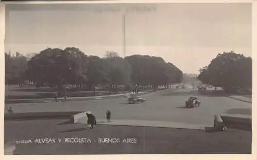B038 Argentinien Buenos Aires Avenida Alvear y Recoleta RPPC Vintage Postkarte