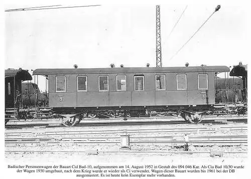 Personenzugwagen Badischer Personenwagen Cid Bad-10 1952 Postkarte