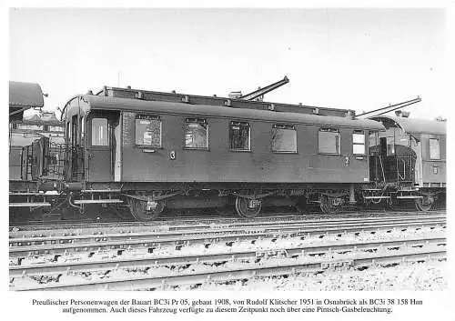 Waggonzug Preußischer Personenwagen BC3i Pr 05 im Jahre 1908 in Osnabrück Postkarte