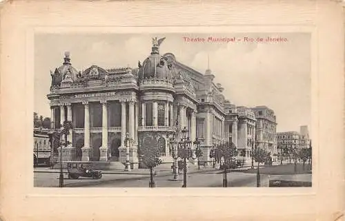 B038 Brasilien Rio de Janeiro Theater Stadttheater Passepartout Postkarte